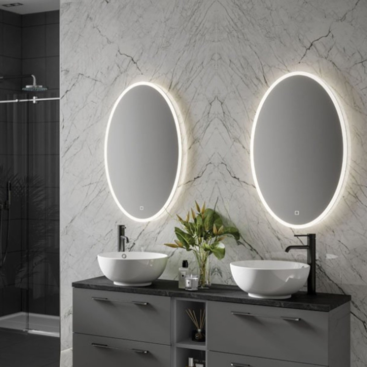 Arena 80 LED Illuminated Oval Mirror - 500 x 800mm - Arena - HiB ...