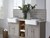 Semi-recessed sinks and cabinets